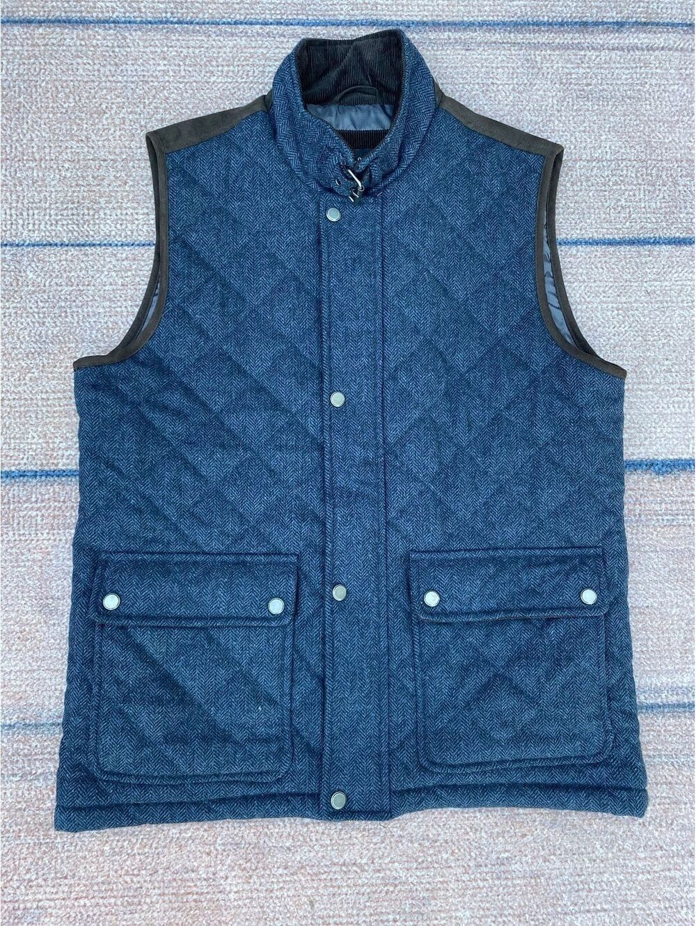 Old money preppy equestrian quilted vintage rugged utility vest Pronto Uomo Lg